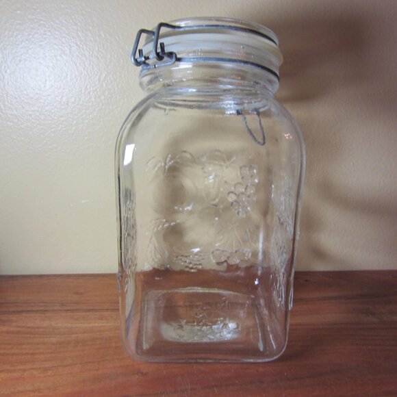 glass storage container angle neck natura italy farm's products (H176) - Picture 7 of 15